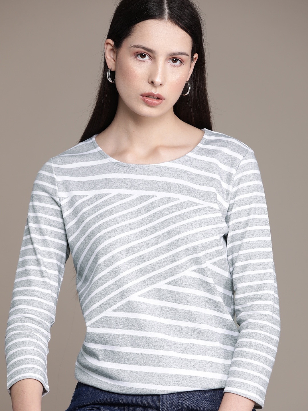 

Macy's Karen Scott Women Striped T-shirt, Grey