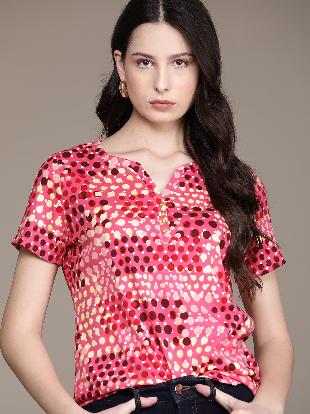 

Macy's Karen Scott Dots Printed Regular Top, Red