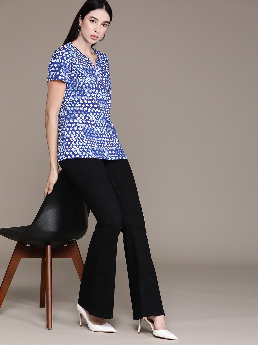 

Macy's Karen Scott Dots Printed Regular Top, Blue