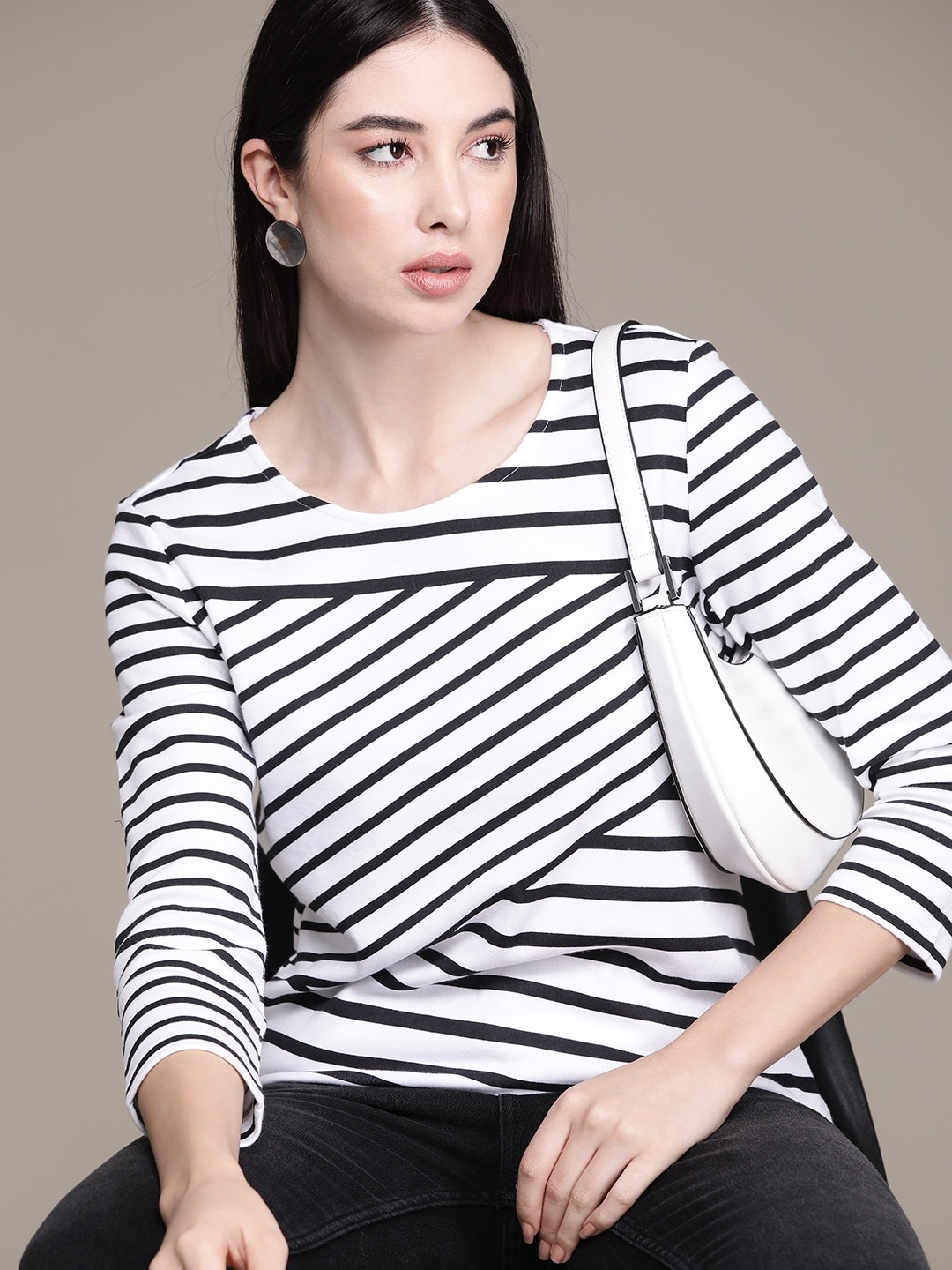 

Macy's Karen Scott Women Striped T-shirt, White