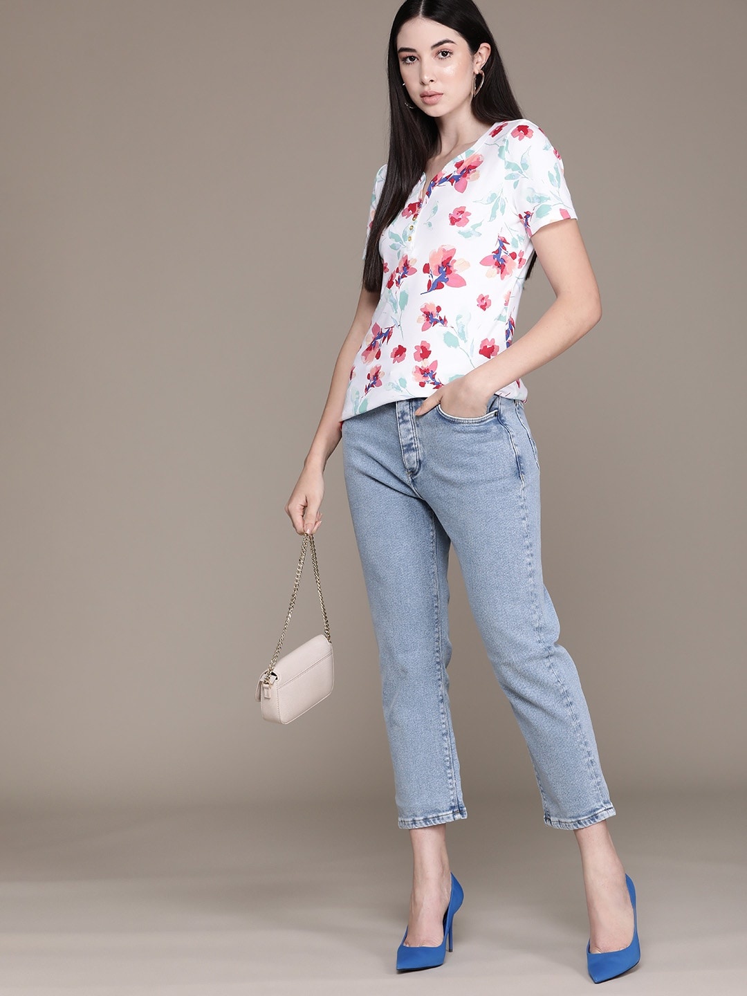 

Macy's Karen Scott Floral Print Top, White
