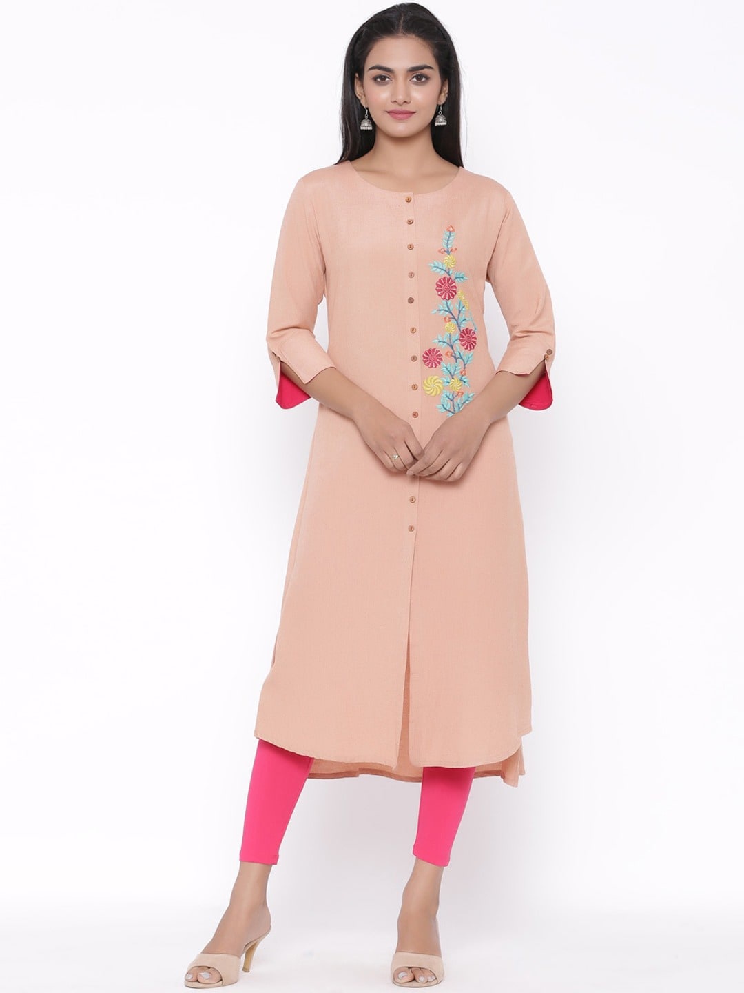 

fabGLOBAL Women Rose Floral Embroidered Kurta