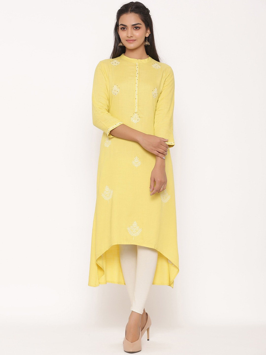 

fabGLOBAL Women Yellow Ethnic Motifs Kurta