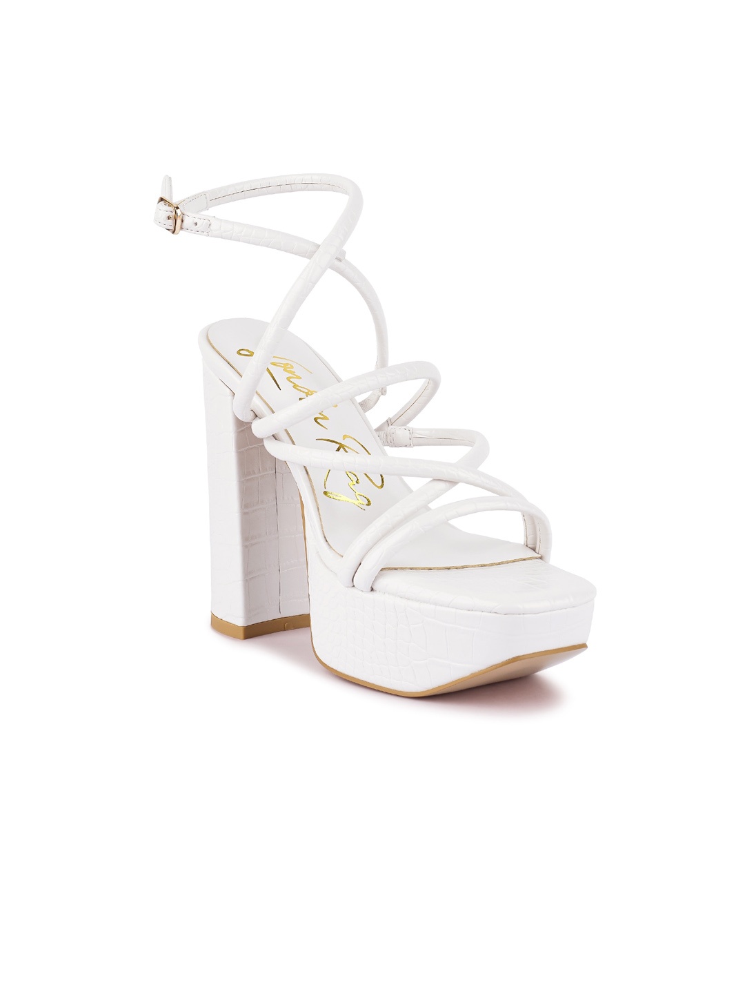 

London Rag Off White PU Party Platform Gladiators with Buckles