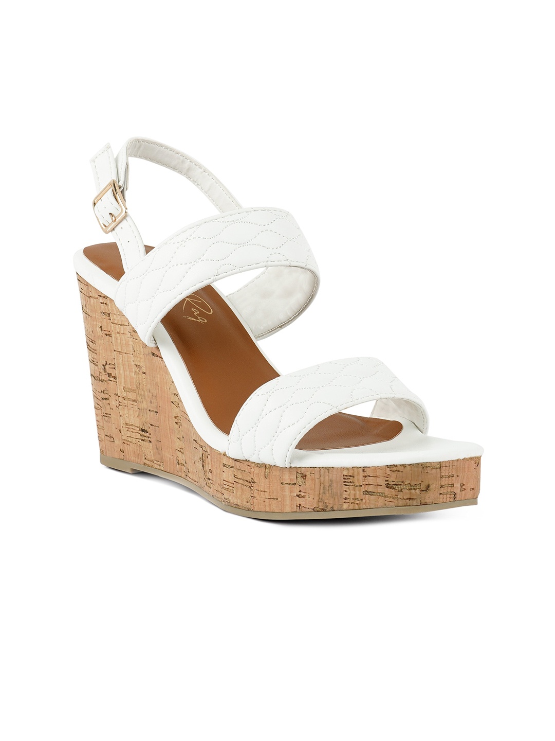 

London Rag White PU Wedge Sandals with Buckles