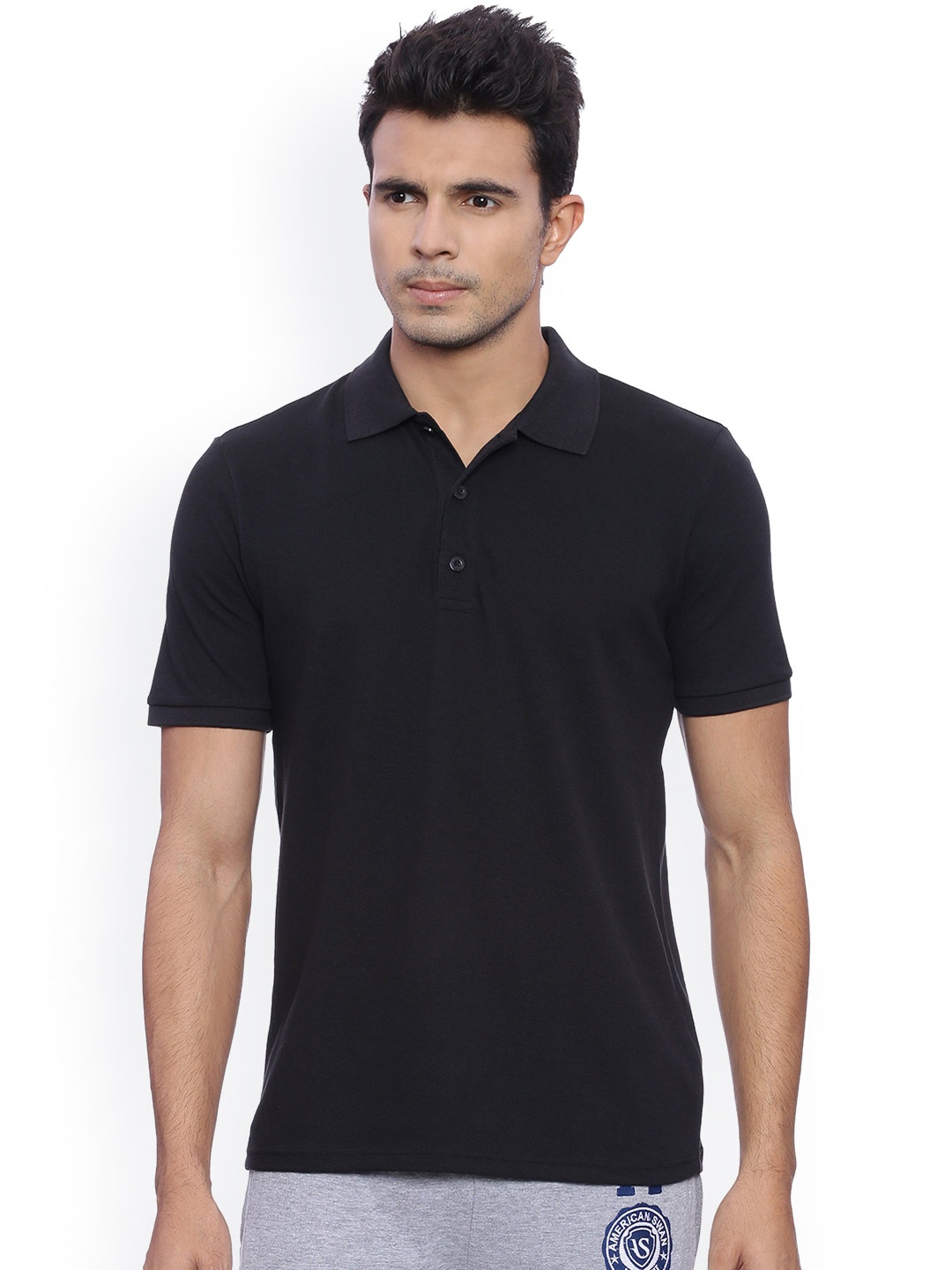 

Puma Men Black Solid Polo Collar T-shirt