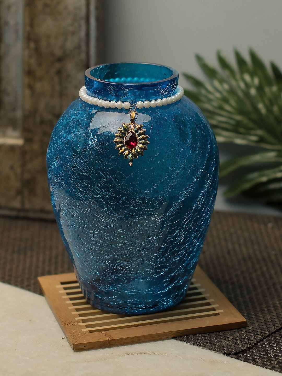 

Homesake Blue Glass Crackle Planters