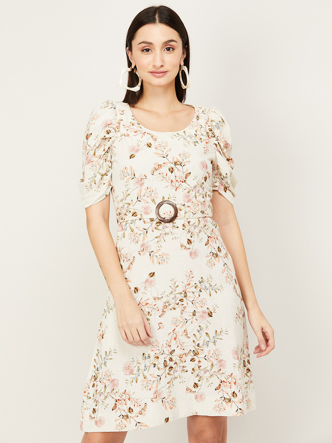 

CODE by Lifestyle Women Beige & Tan Floral A-Line Dress