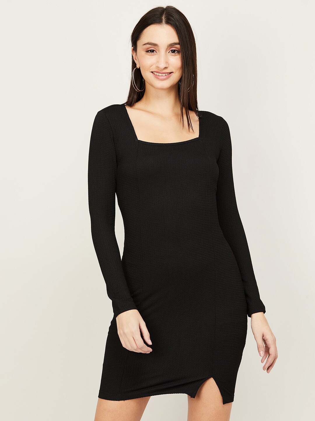 

Ginger by Lifestyle Black Self Design Bodycon Dress