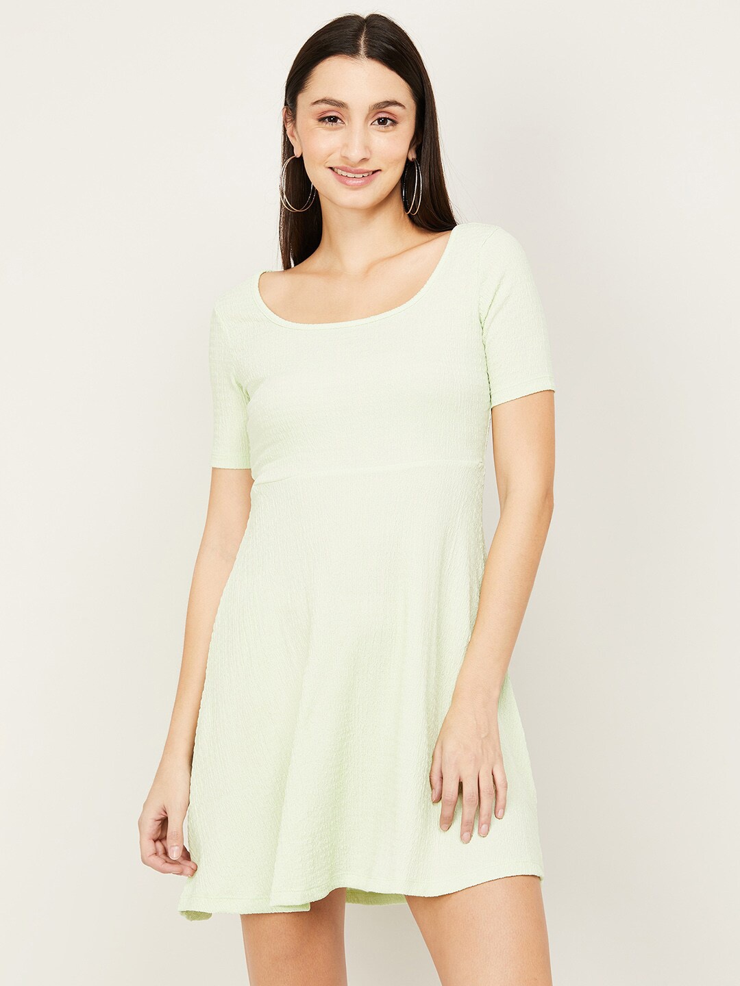 

Ginger by Lifestyle Lime Green Solid Fit and Flare Dress