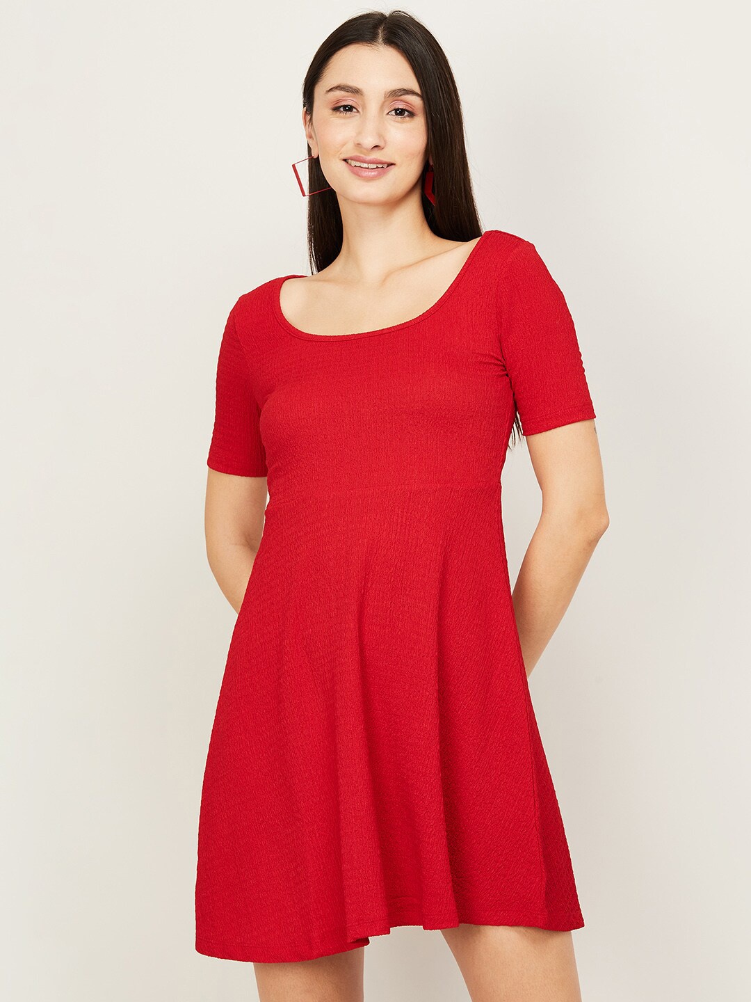 

Ginger by Lifestyle Women Red Fit & Flare Polyester Dress