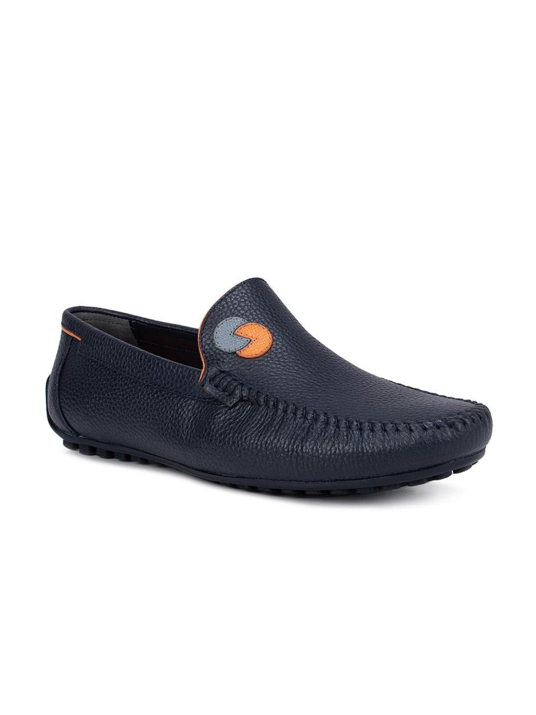 

ROSSO BRUNELLO Men Navy Blue Textured Leather Loafers