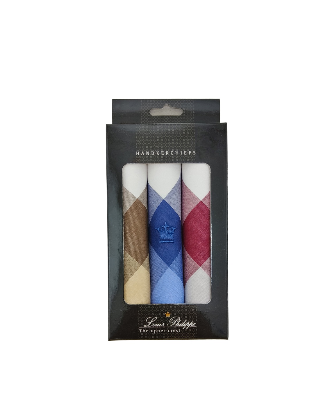 

Louis Philippe Men Pack of 3 Maroon & Blue Striped Cotton Handkerchief