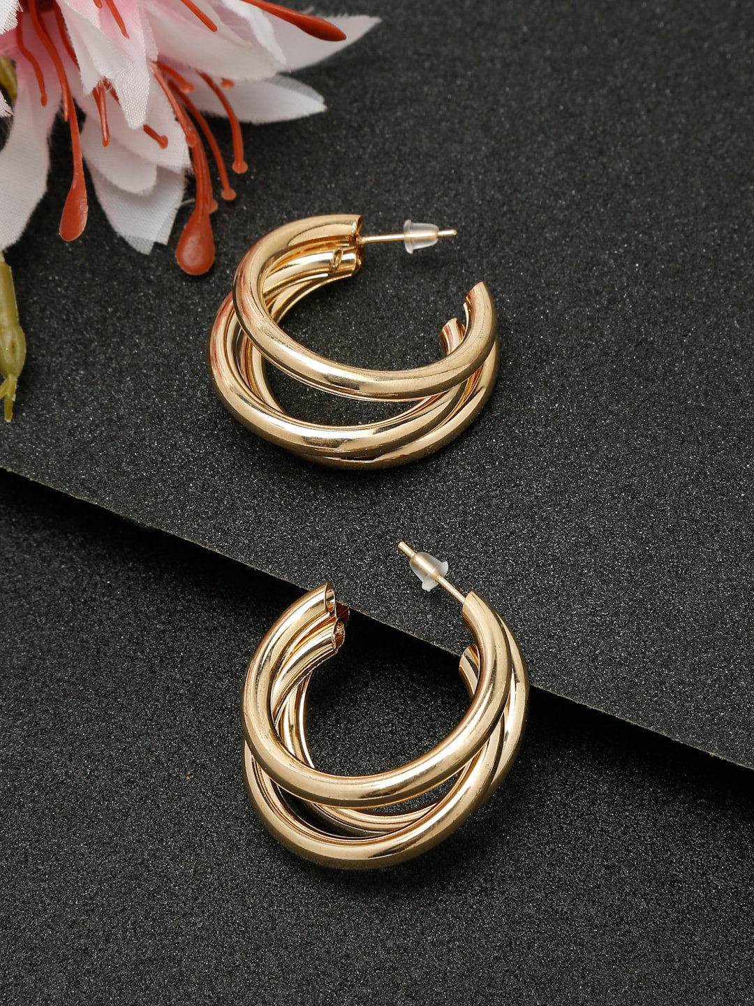 

YouBella Gold-Plated Contemporary Half Hoop Earrings