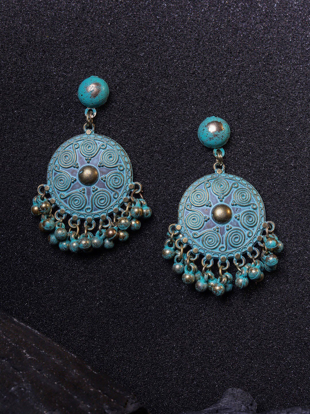 

Sangria Gold-Plated & Blue Contemporary Drop Earrings