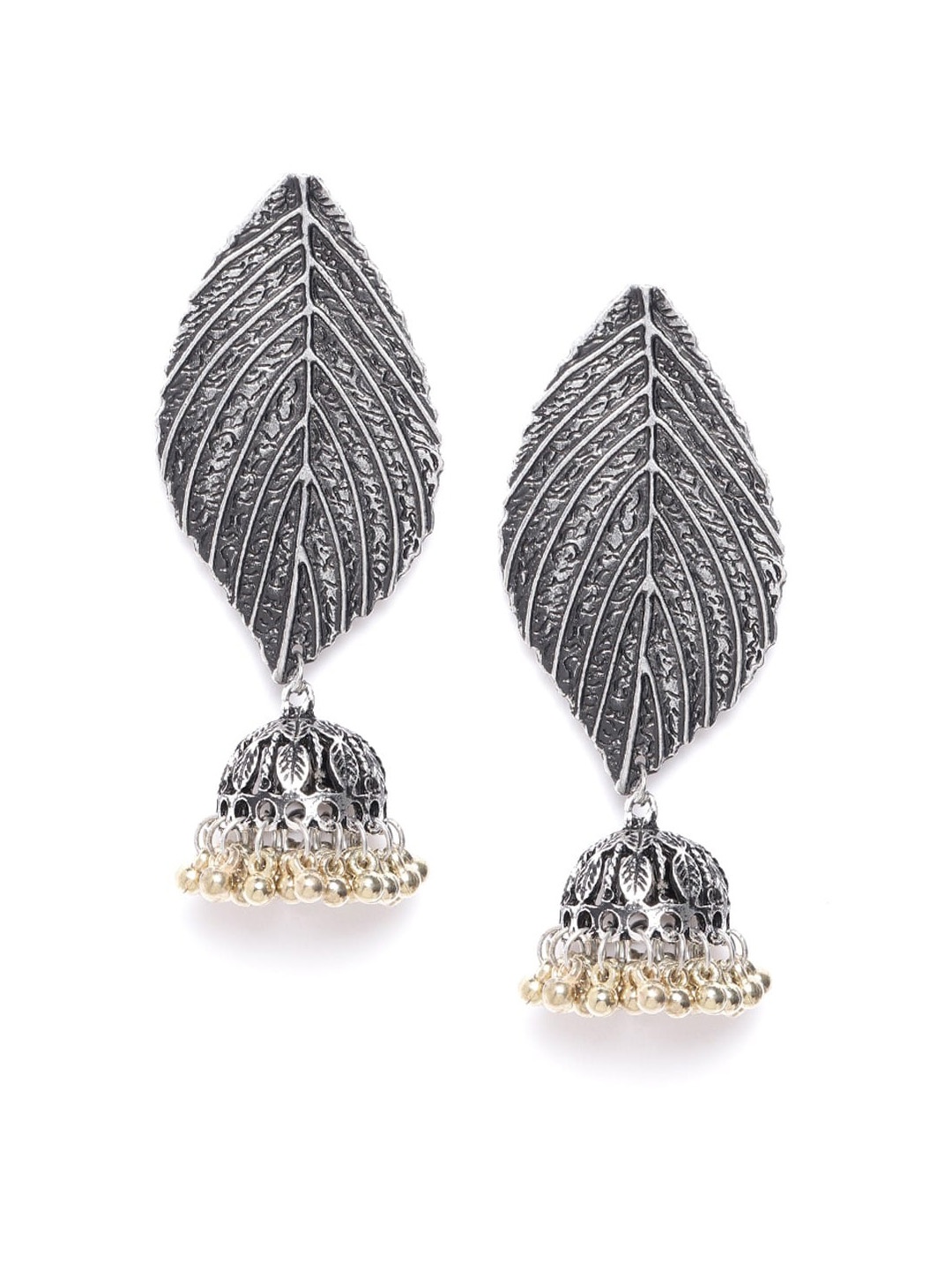 

Sangria Silver-Toned Dome Shaped Jhumkas Earrings