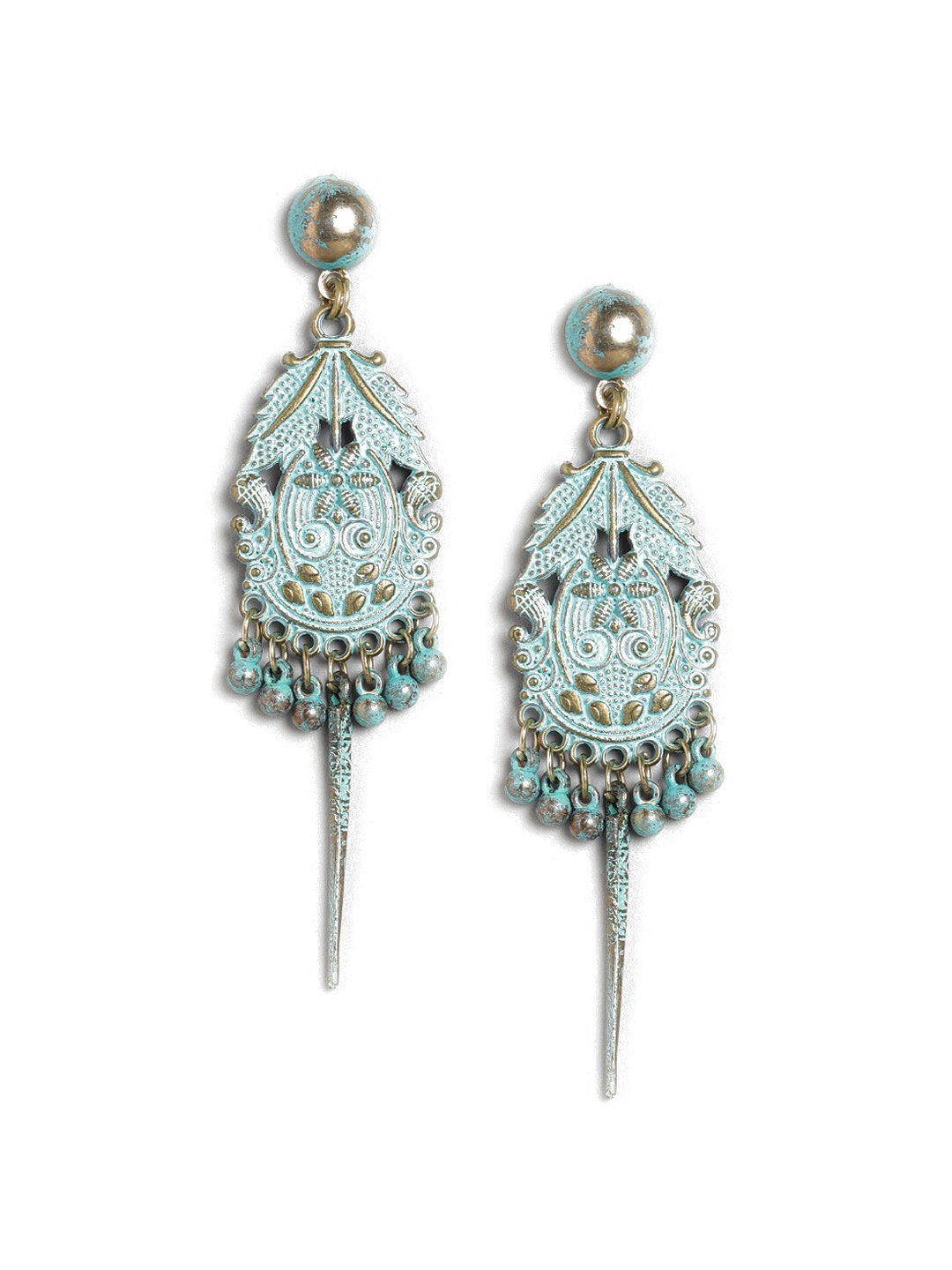 

Sangria Gold-Plated & Blue Contemporary Drop Earrings