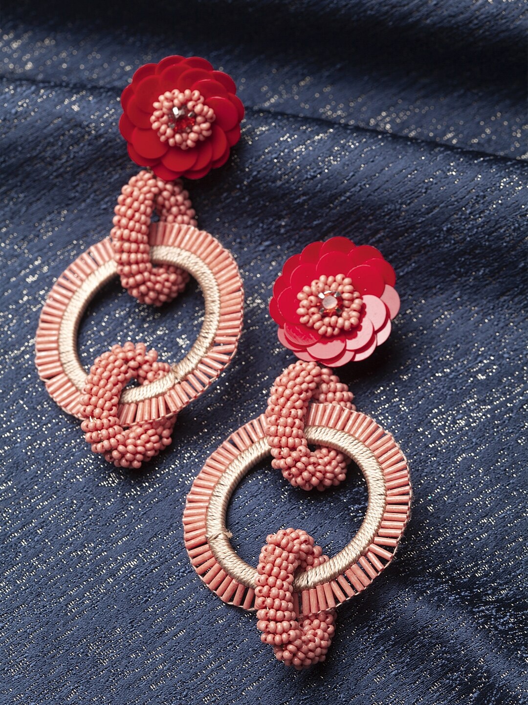 

Sangria Red & Brown Artificial Beads Contemporary Drop Earrings