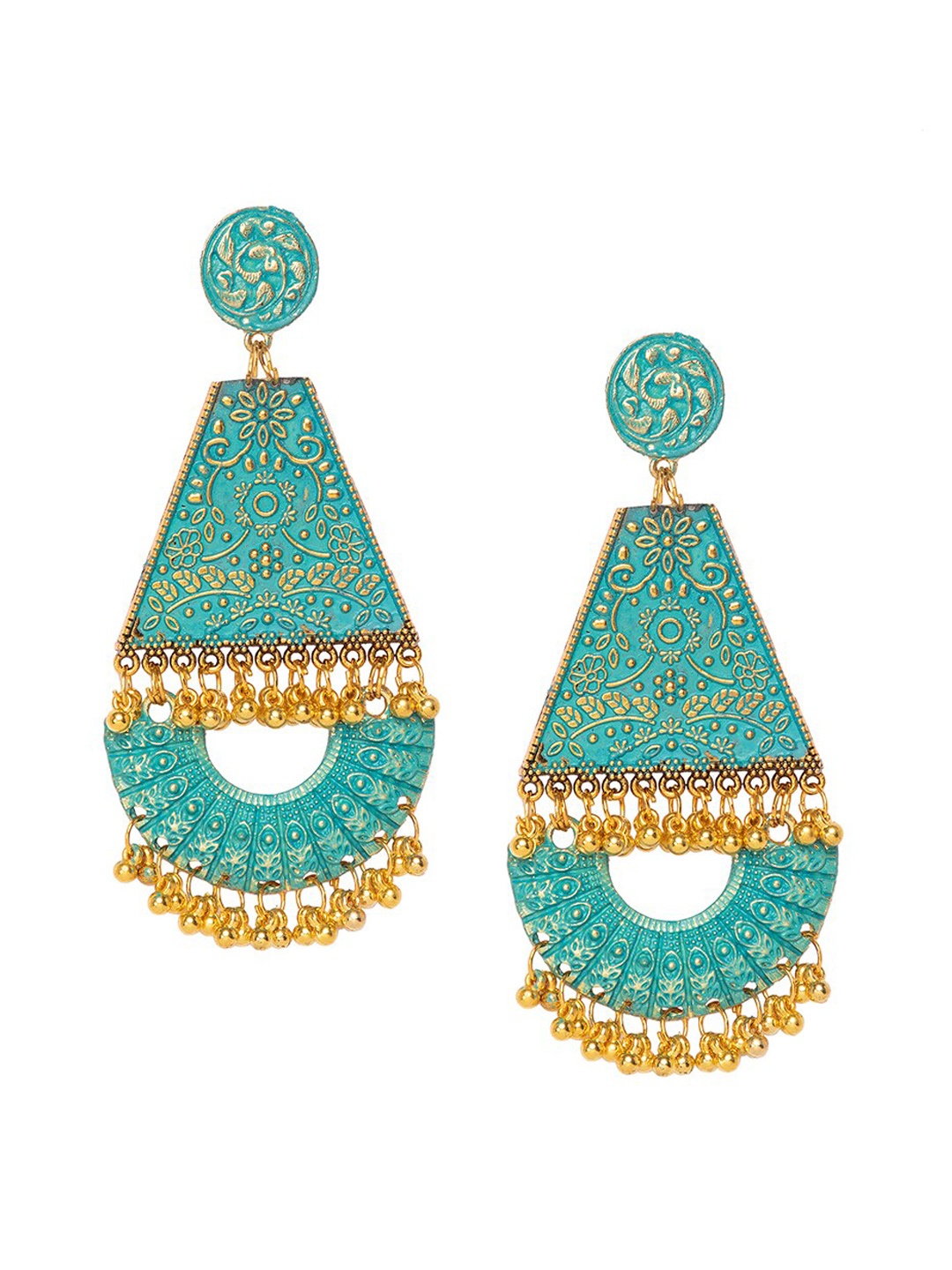 

Sangria Women Gold-Toned & Blue Contemporary Drop Earrings