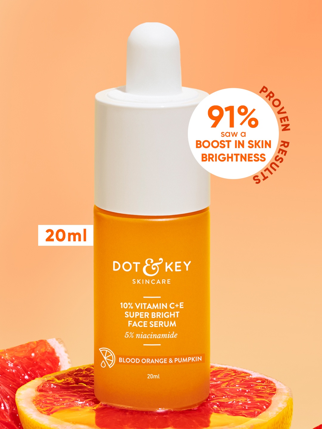 

DOT & KEY 10% Vitamin C+E & 5% Niacinamide Glowing Face Serum- Fights Pigmentation - 20ml, Orange