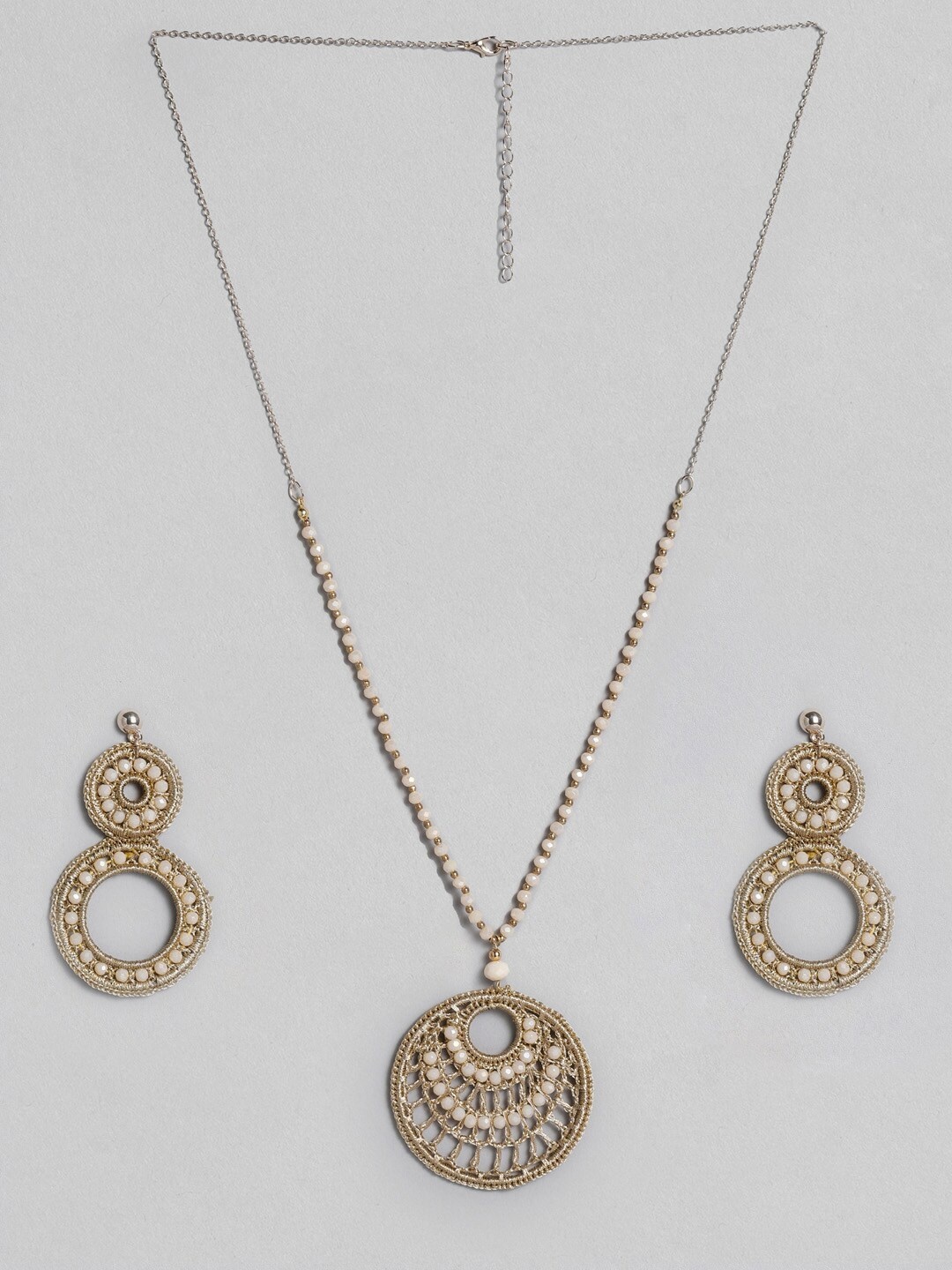 

Sangria Stone Studded Earrings & Necklace Jewellery Set, Rose gold
