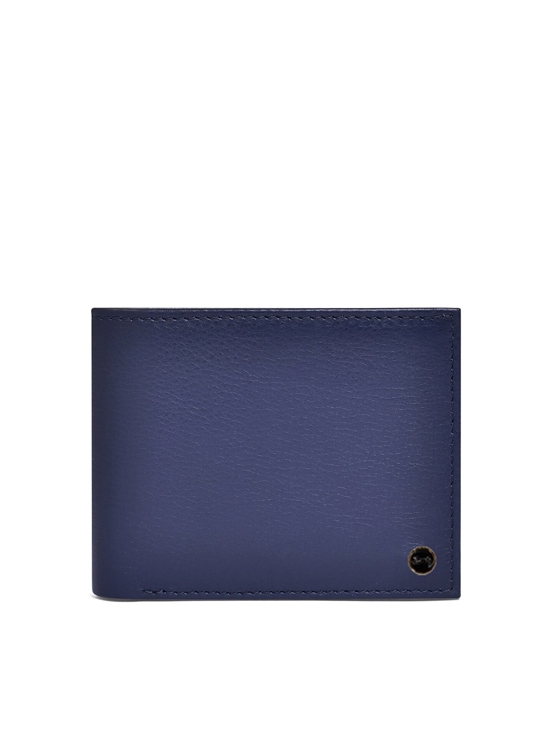 

Belwaba Men Navy Blue Textured Leather Two Fold Wallet