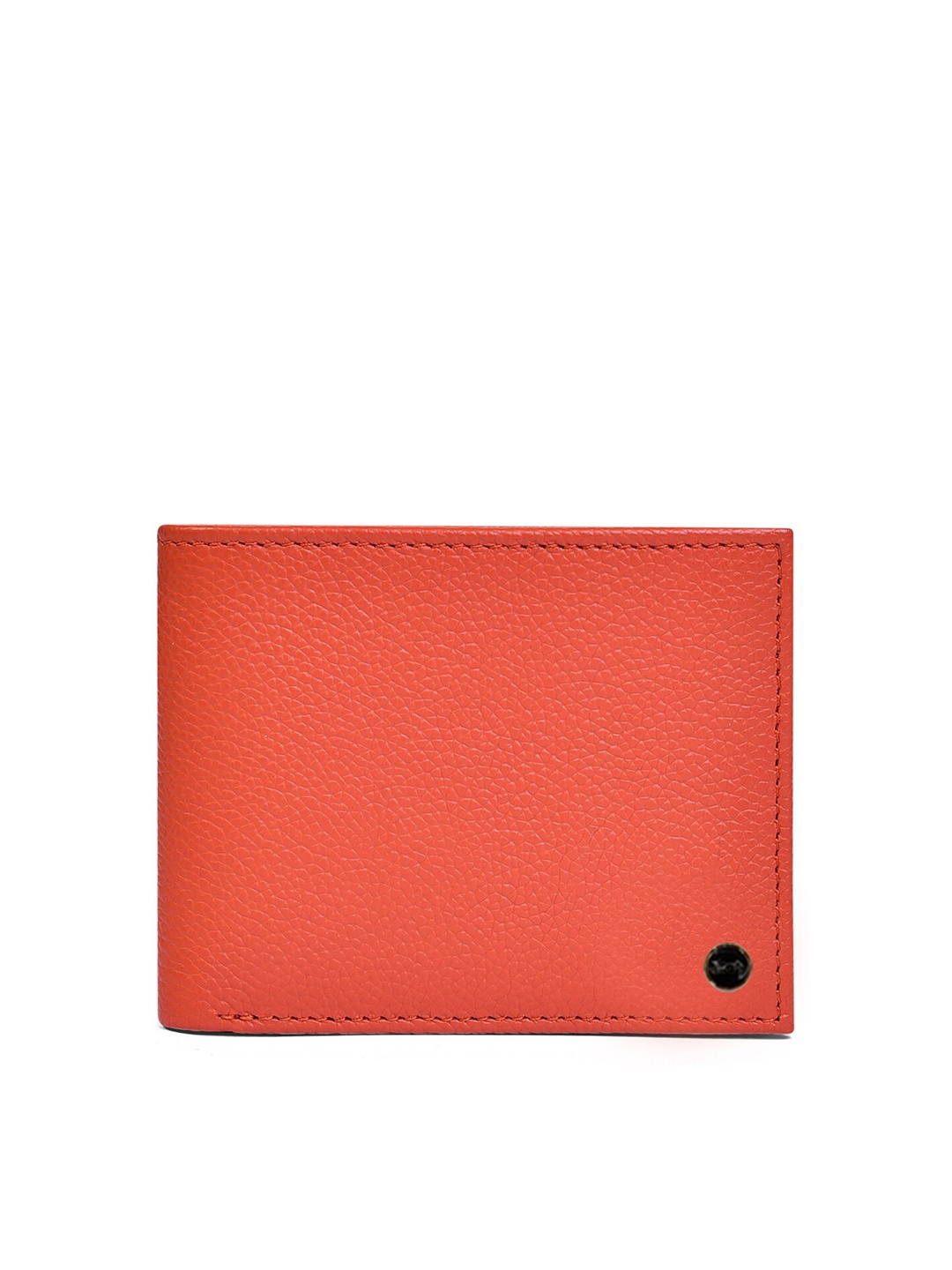 

Belwaba Men Orange Textured Leather Card Holder