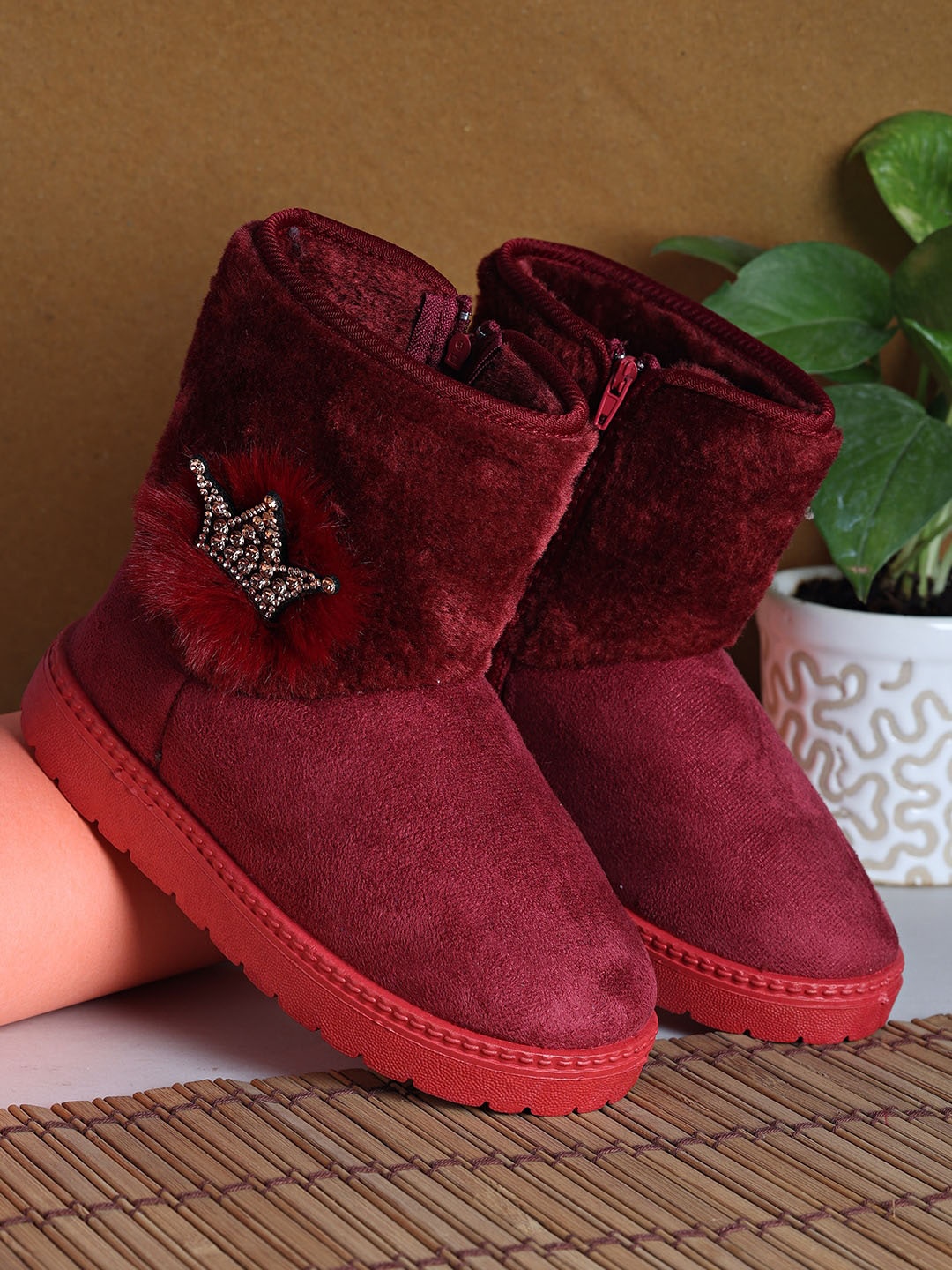 

PASSION PETALS Girls Red Suede Winter Boots