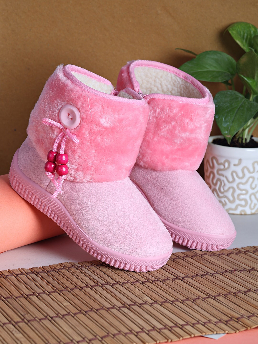 

PASSION PETALS Girls Pink Suede High-Top Winter Boots