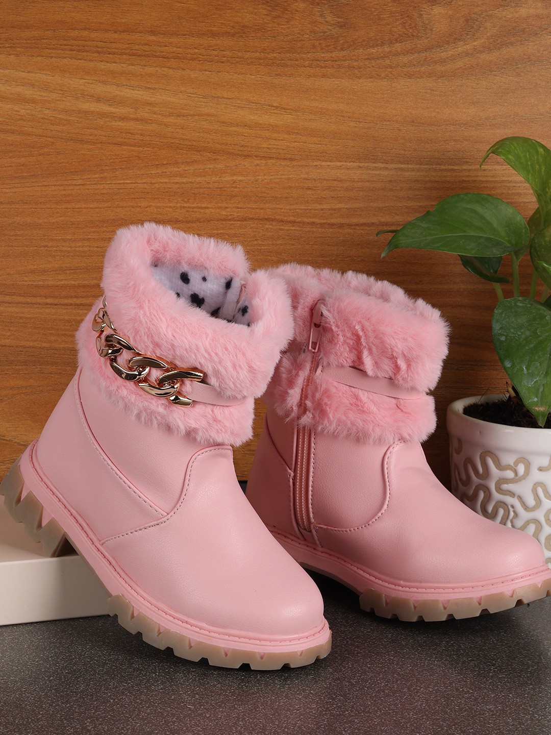 

PASSION PETALS Girls Pink PU High-Top Winter Boots