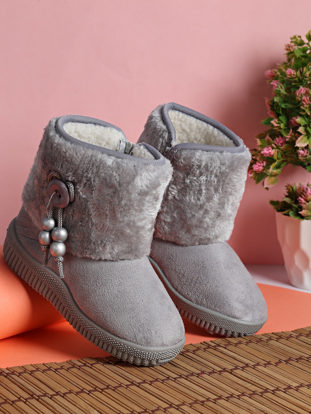 

PASSION PETALS Girls Grey Embellished Boots