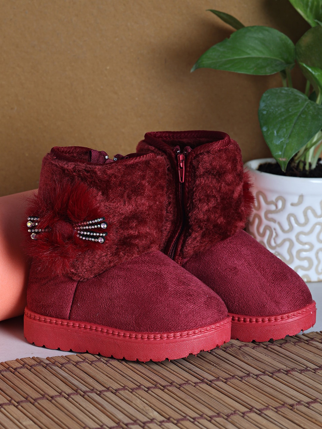 

PASSION PETALS Girls Red Suede Winter Boots