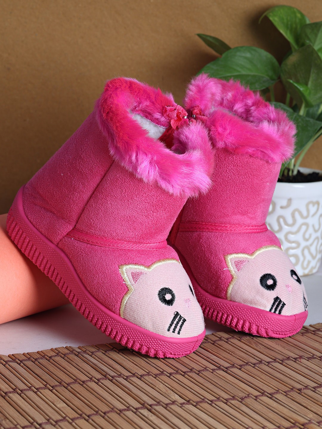 

PASSION PETALS Girls Pink Printed Suede High-Top Winter Boots