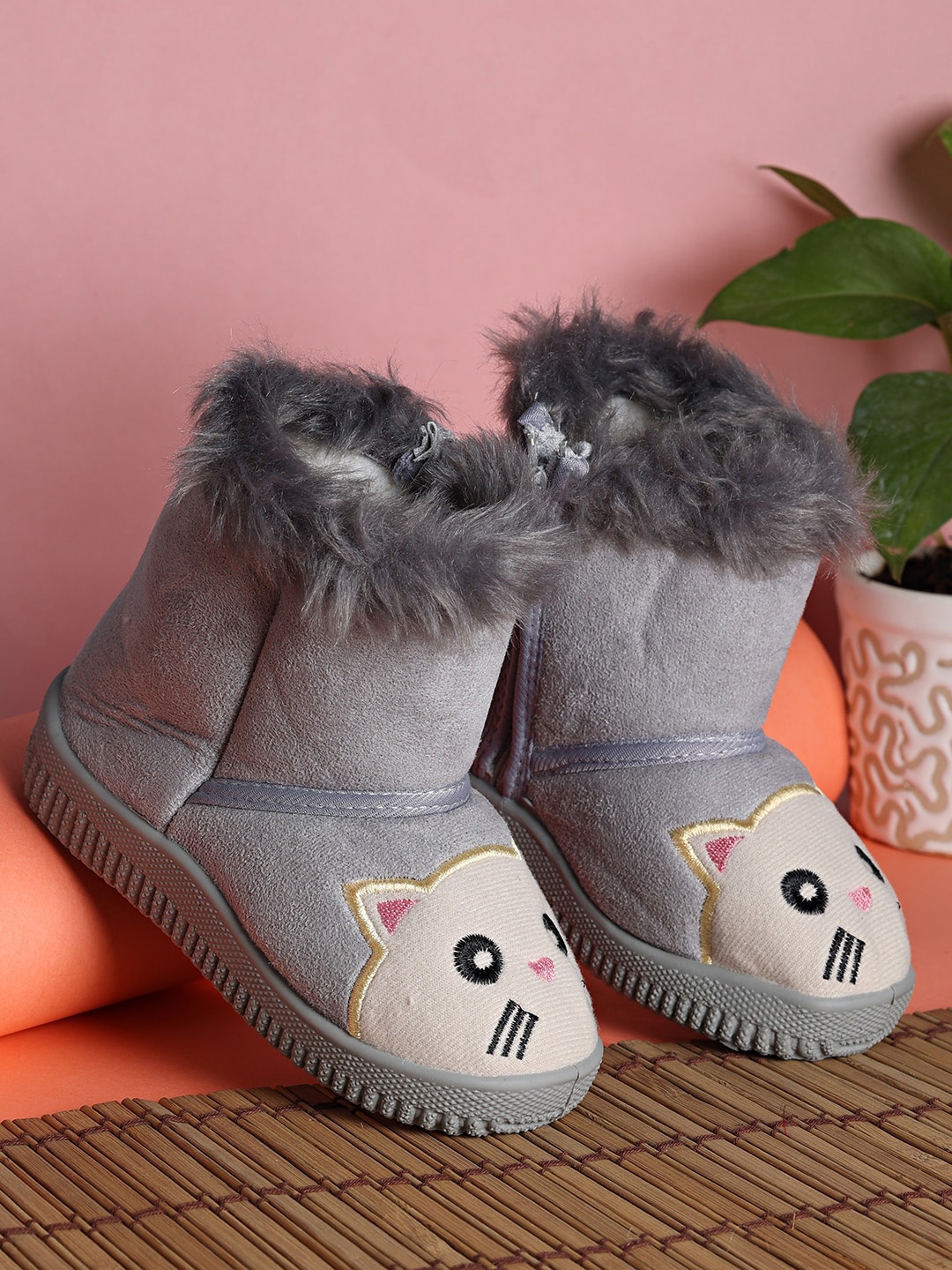 

PASSION PETALS Girls Grey Printed Suede Winter Boots