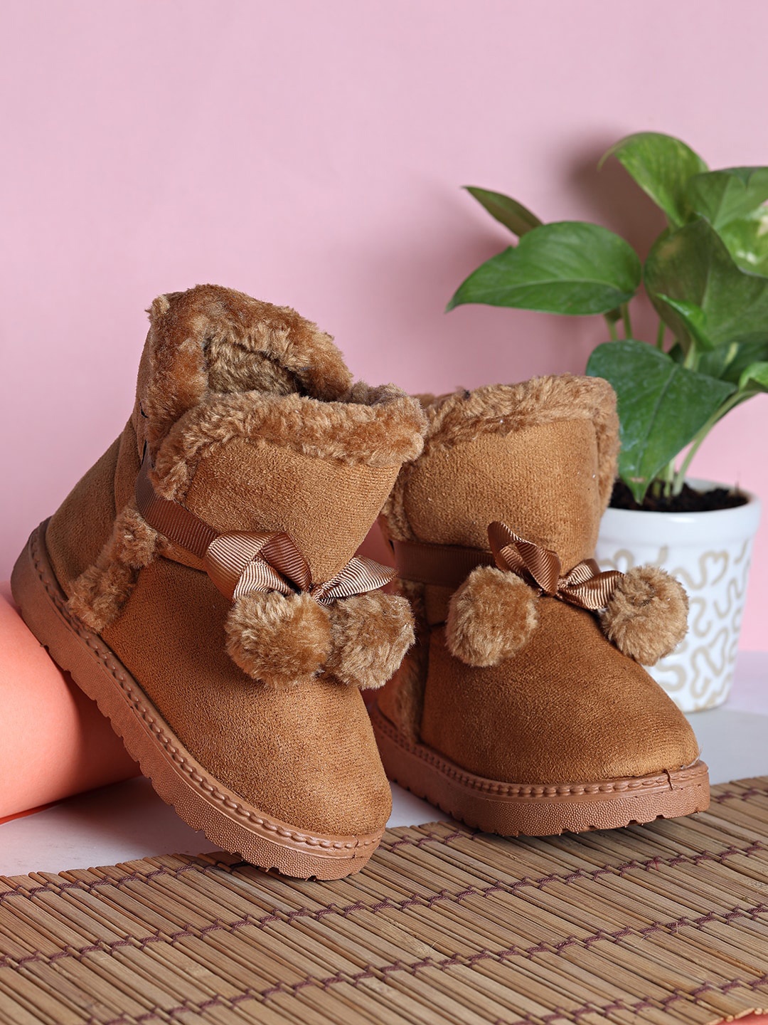 

PASSION PETALS Girls Brown Printed Suede Boots