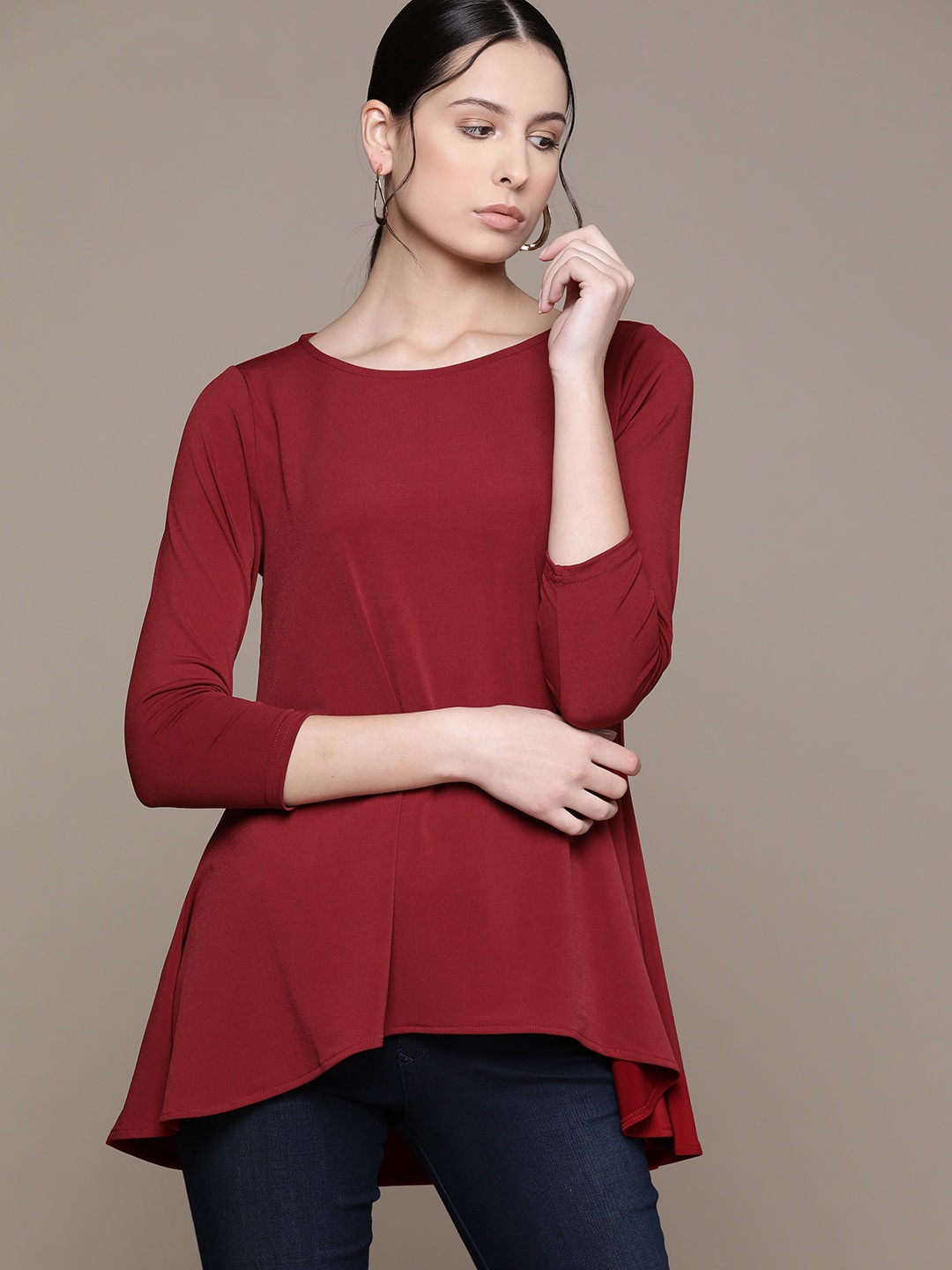 

Macy's Alfani High-Low Hem Longline Top, Maroon
