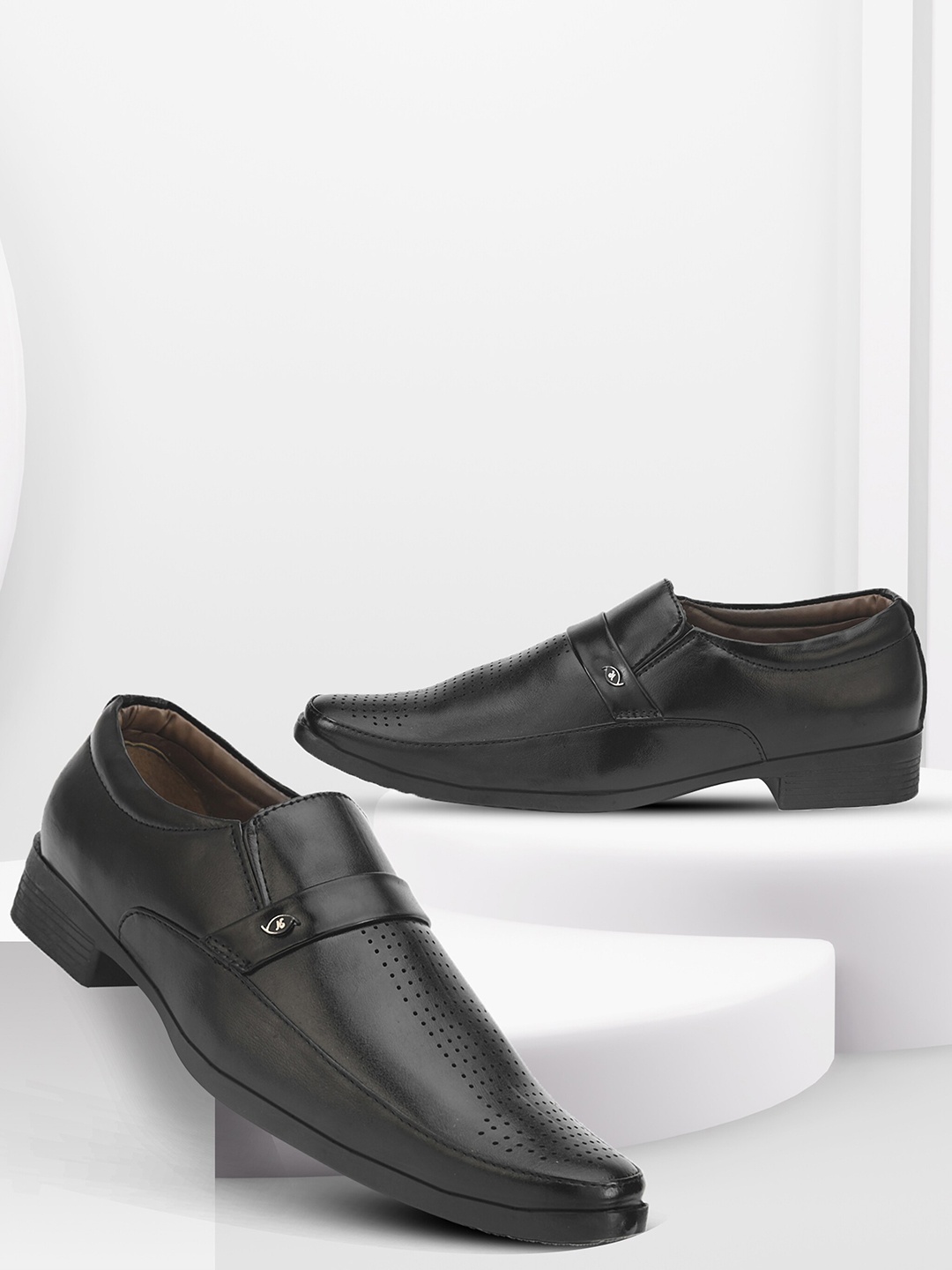 

Provogue Men Black Solid Slip-On Formal Shoes
