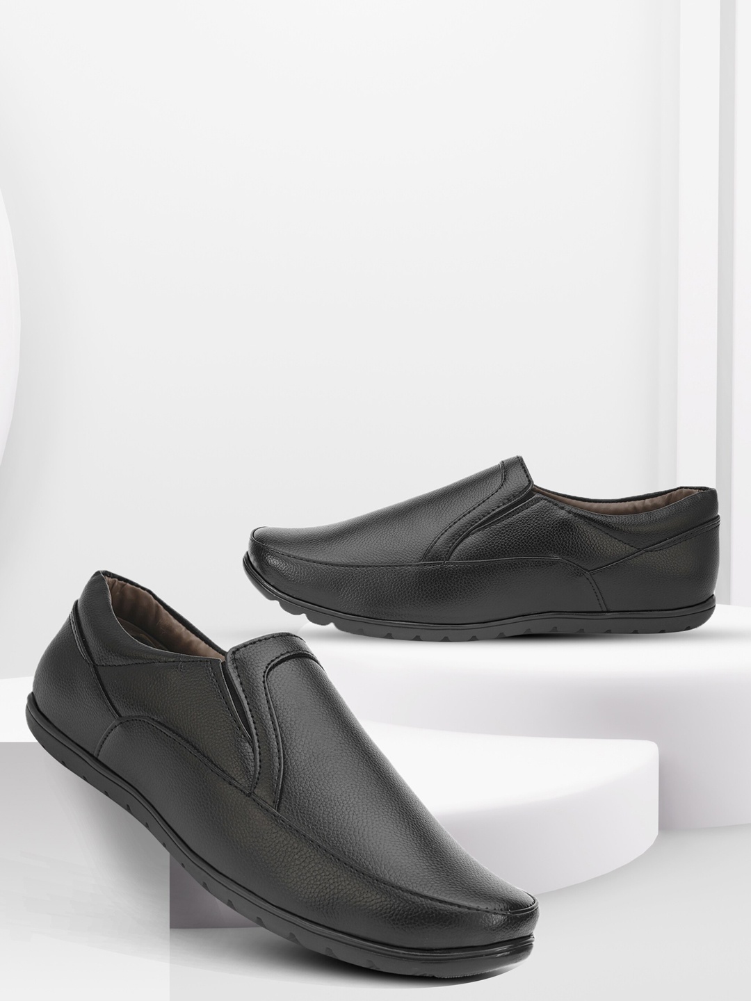 

Provogue Men Black Solid Formal Slip-Ons