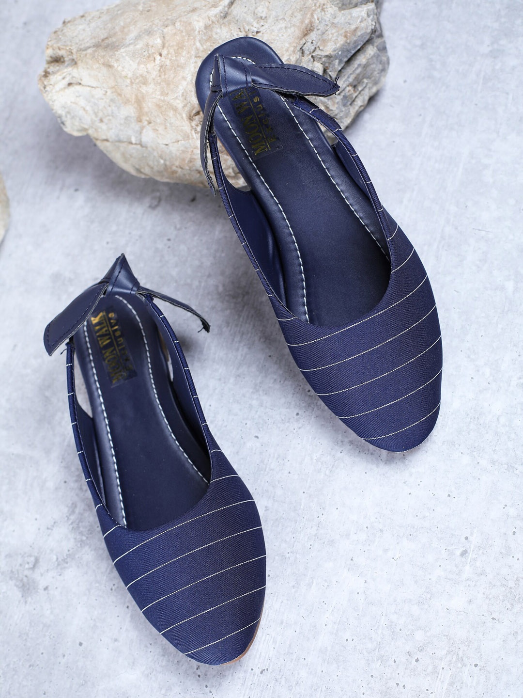 

Moonwalk Women Blue Printed Mules with Bows Flats