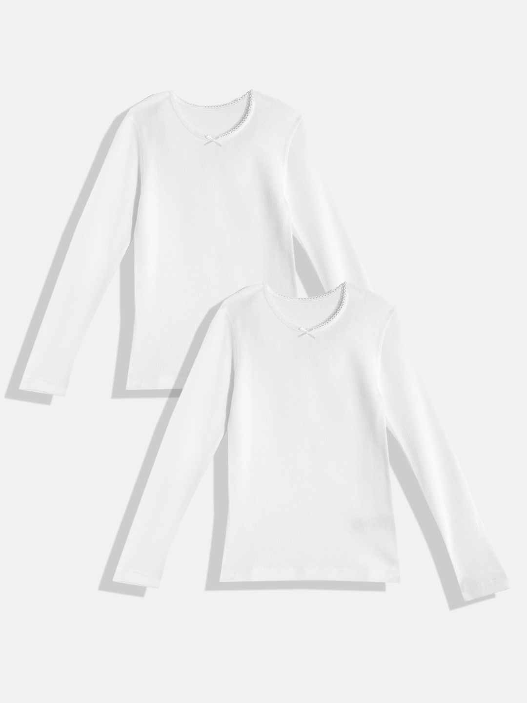 

Marks & Spencer Girls Pack of 2 Lace Insert Detail Thermal Tops, White