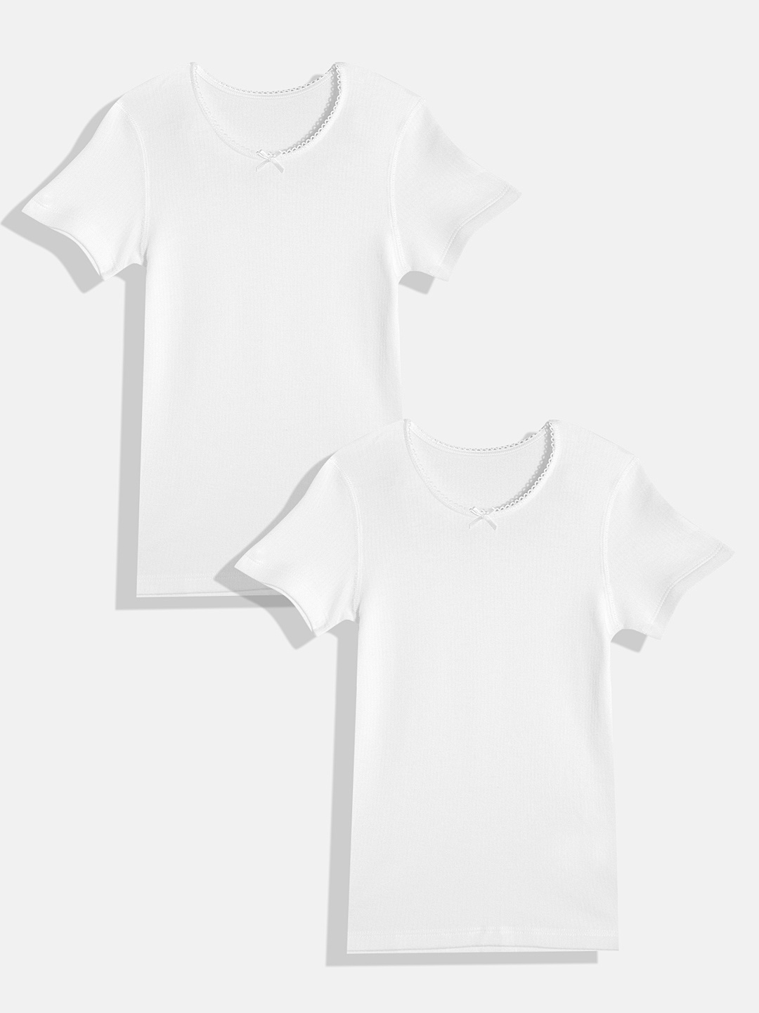 

Marks & Spencer Girls Pack of 2 Lace Insert Detail Thermal Tops, White