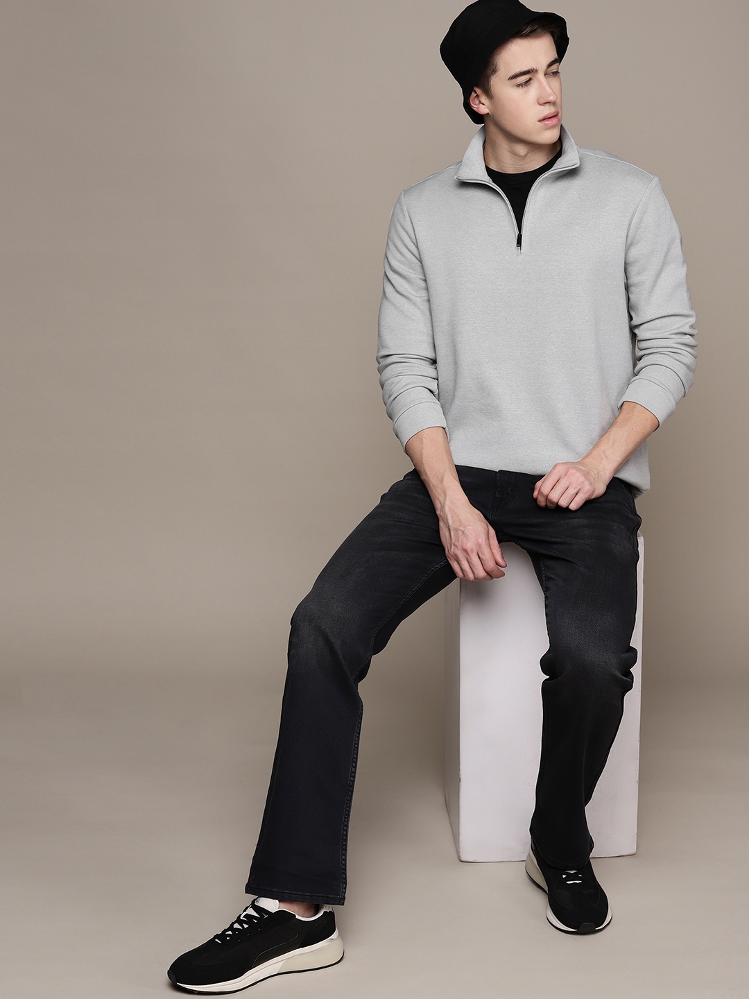 

Macy's Alfani Men Solid Half-Zipper Sweatshirt, Grey