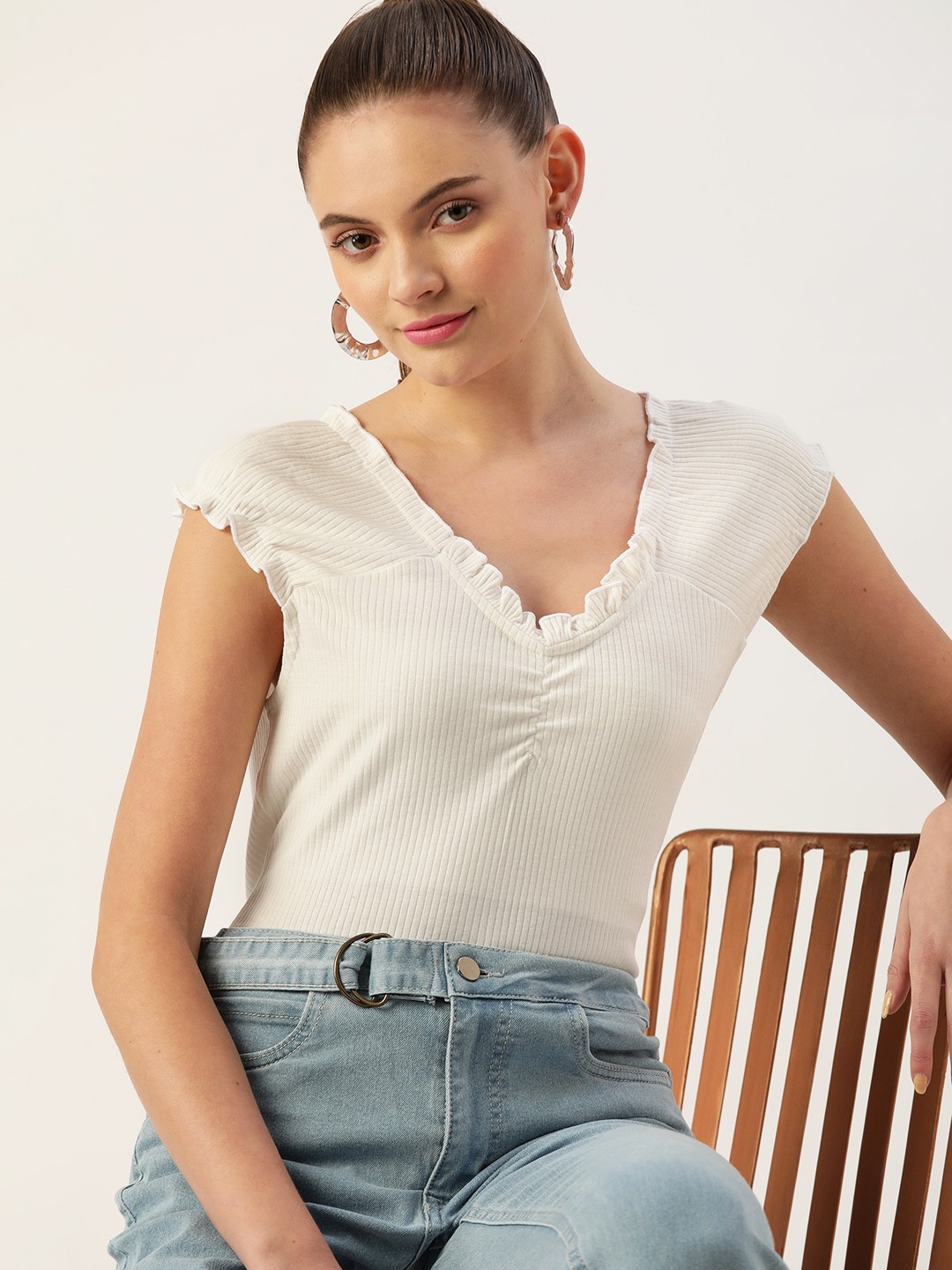 

DressBerry White Ruffles Top