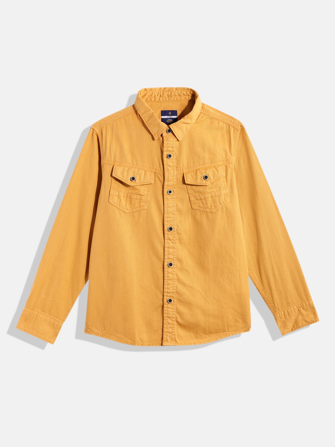 

IVOC Boys Mustard Yellow Solid Pure Cotton Casual Shirt