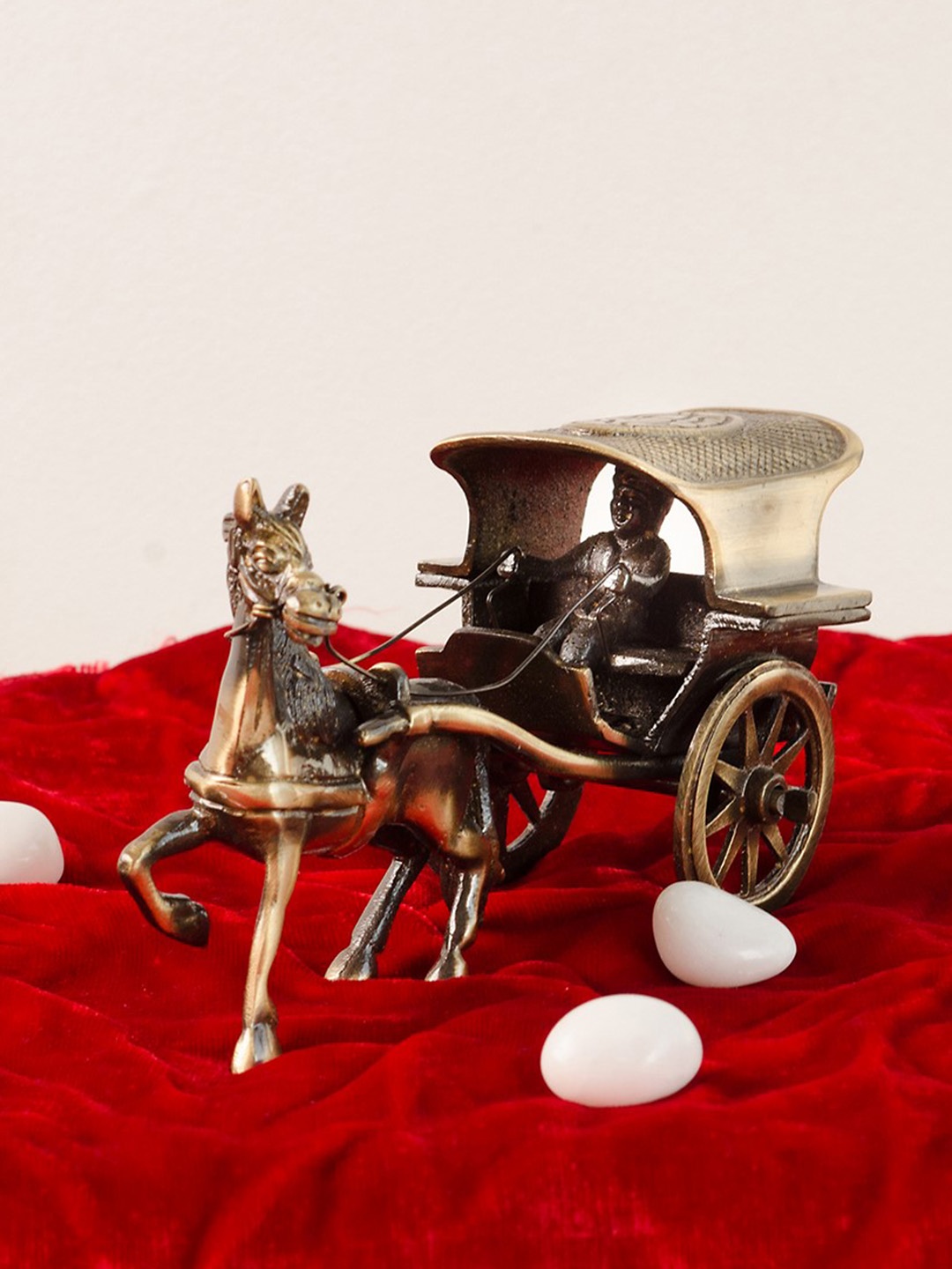 

eCraftIndia Handcrafted Brass European Horse Cart, Bronze