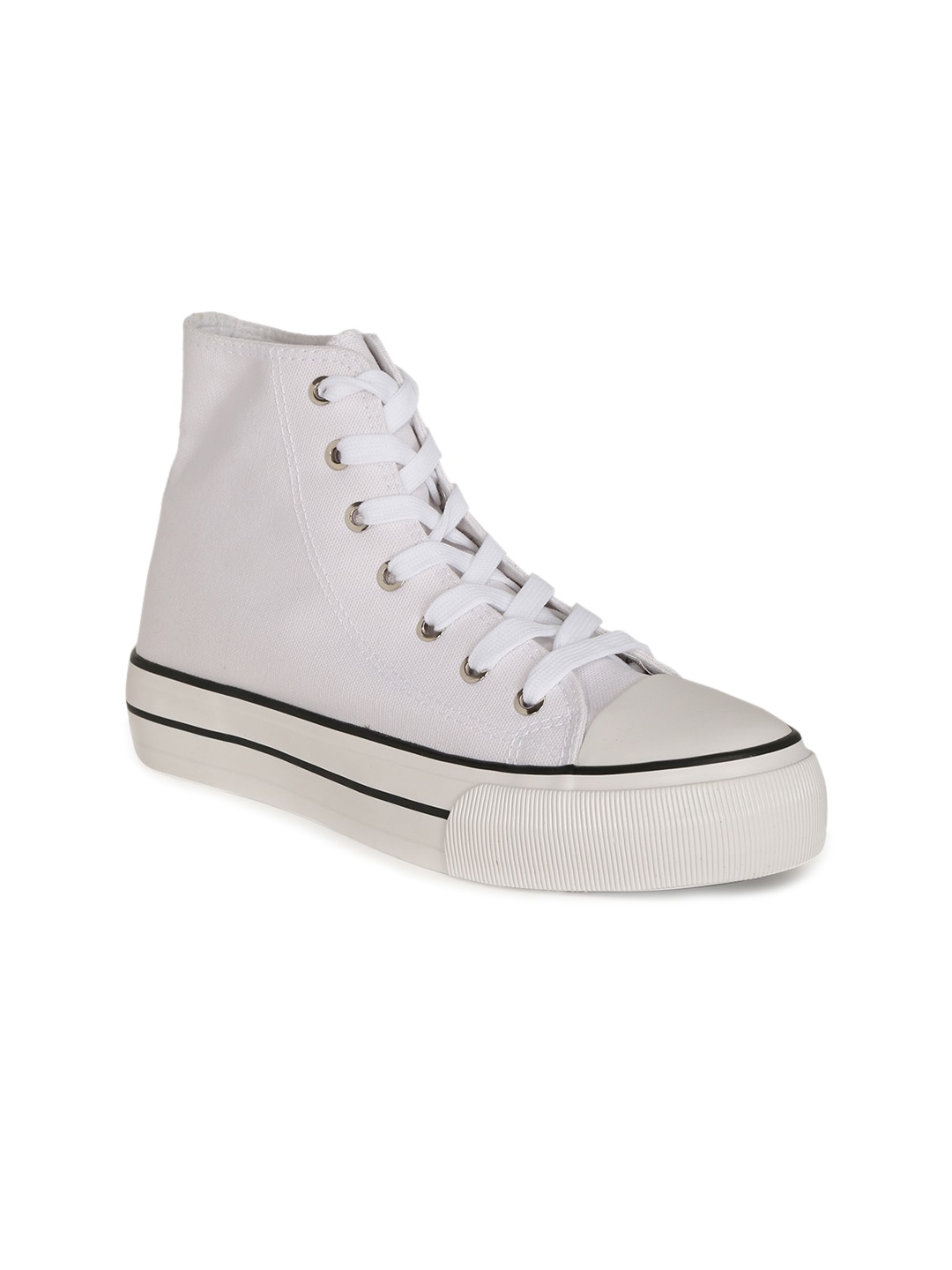

rubi Women White PU High-Top Sneakers
