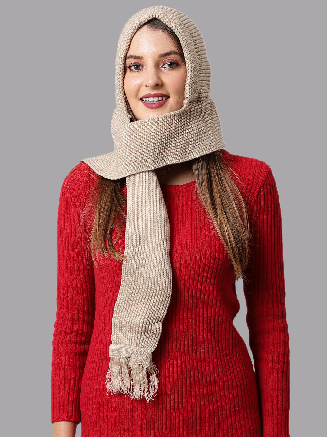 

ELLIS Women Cream-Coloured Wool Beanie