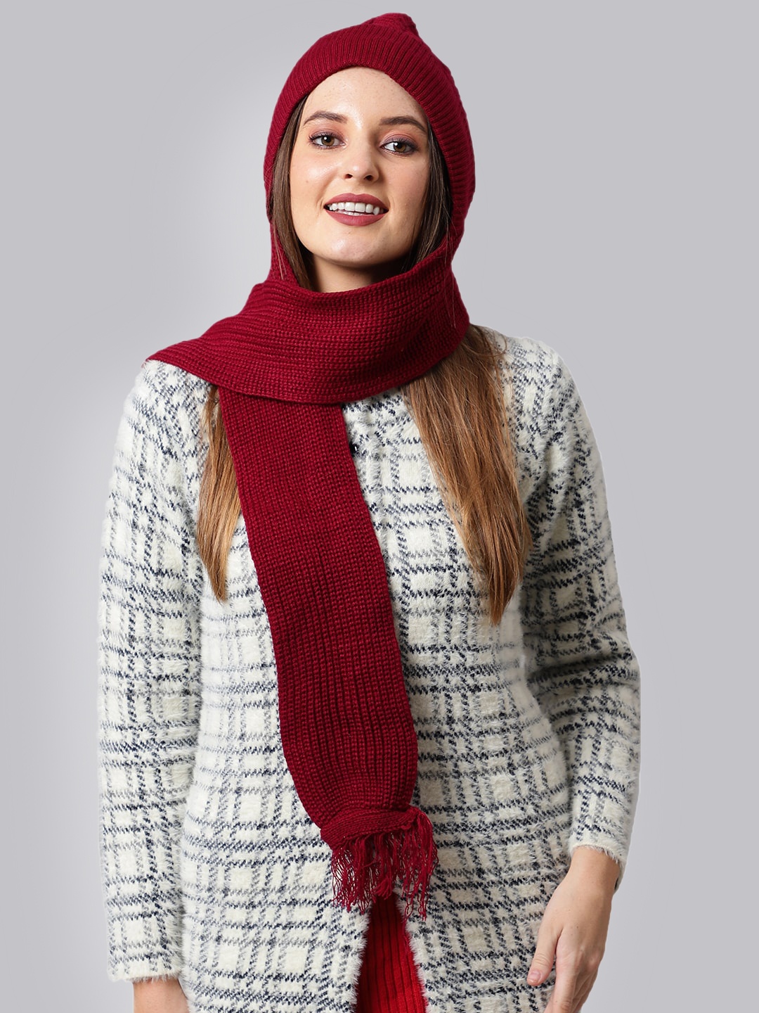 

ELLIS Women Maroon Acrylic Beanie