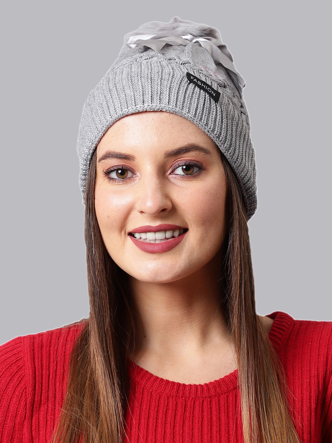 

ELLIS Women Grey Self Design Wool Cap