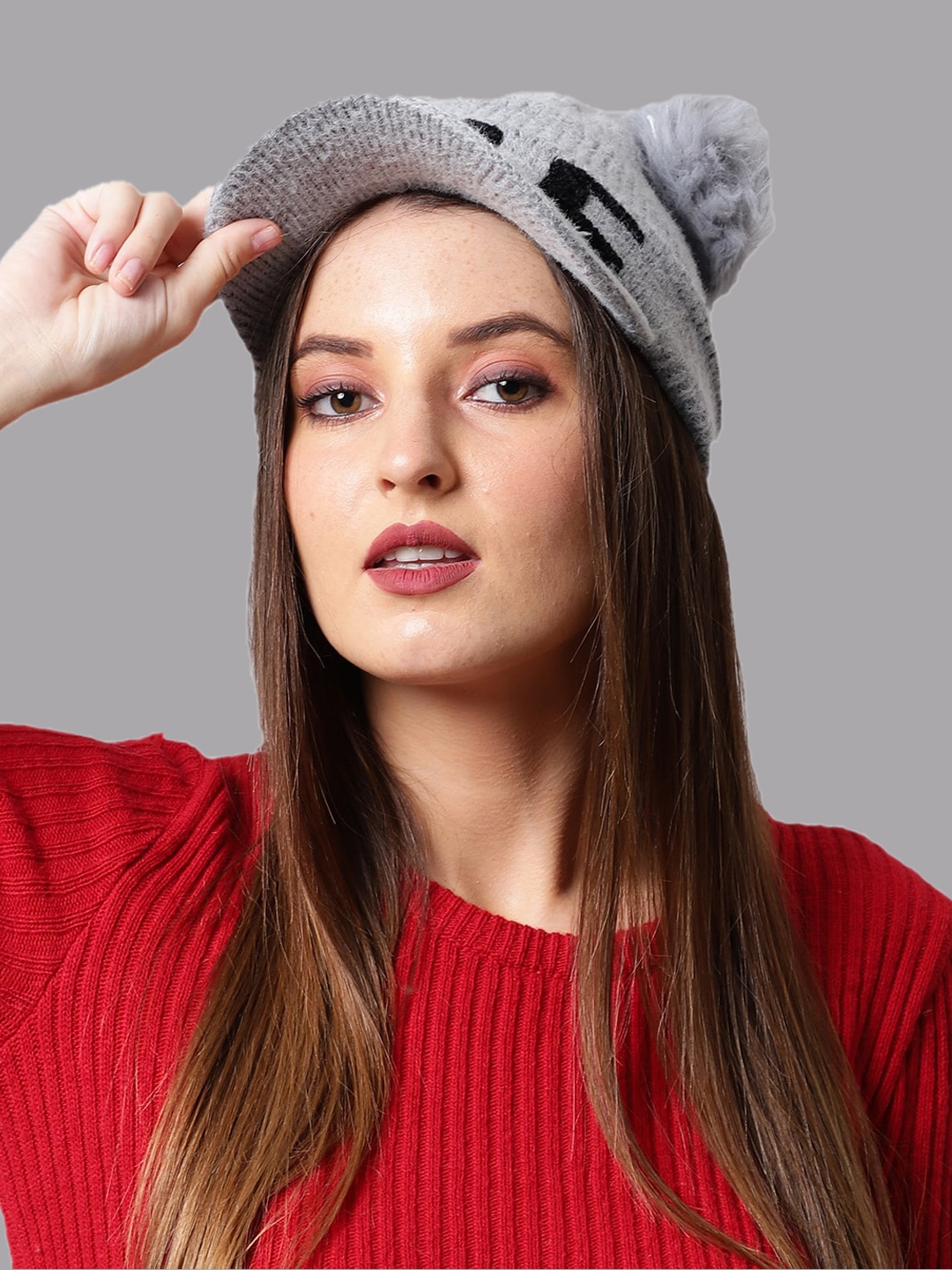 

ELLIS Women Grey Self Design Beanie